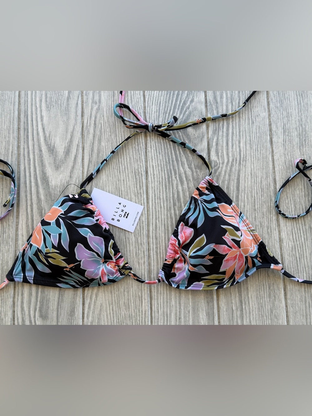 Billabong Black Floral Bikini with Pastel Accents - Picture 7 of 14